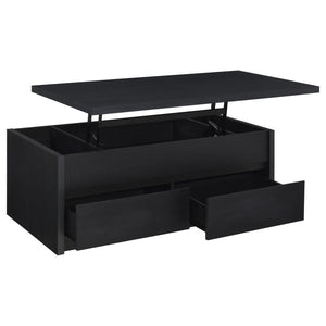 This lift-top cocktail table combines functionality and style, offering hidden storage and versatile use. Constructed from durable engineered wood with an eco-friendly, scratch-resistant laminate veneer, its lift-top mechanism provides a flexible surface 
