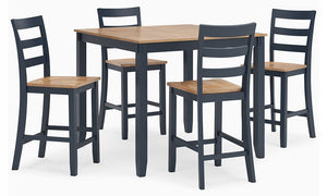 Complement your homeâ€™s simply relaxed sensibility with this counter height dining table and bar stools. A dark blue hue offers a chic contrast to the natural wood tone, for a casual look that vibes with a variety of aesthetics. Whether you-'re sipping y
