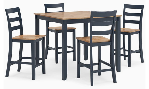 Complement your homeâ€™s simply relaxed sensibility with this counter height dining table and bar stools. A dark blue hue offers a chic contrast to the natural wood tone, for a casual look that vibes with a variety of aesthetics. Whether you-'re sipping y