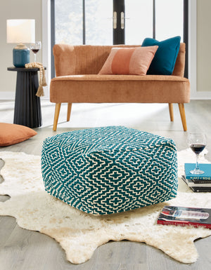  it can also be topped with a tray for an instant end table. Youâ€™ll love how beautifully the pouf-'s on-trend geometric design blen
