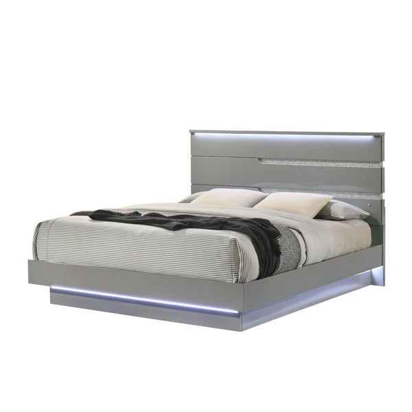 The Paradox Bed in Gray redefines contemporary elegance with its gleaming Gray gloss laminate finish that offers both a sleek look and practical benefits such as scratch and water resistance. This bed includes a headboard, footboard, side rails, and a bed