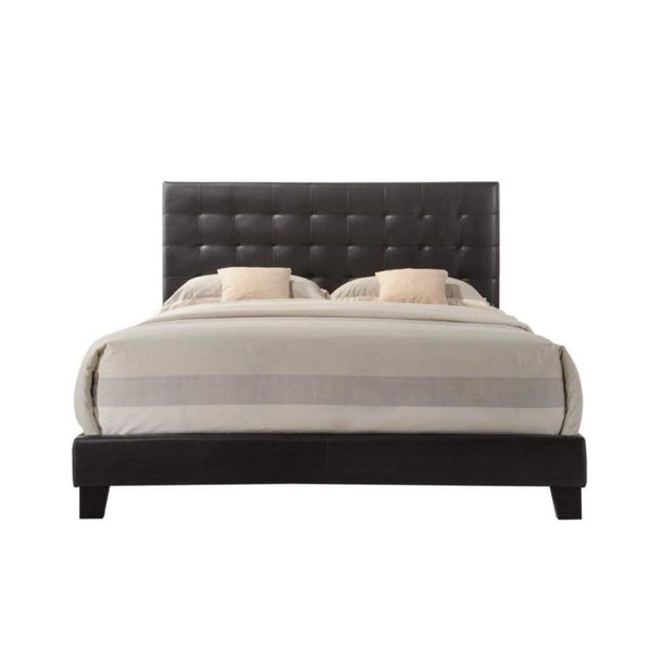  creating an interesting and inviting look to the headboard. The platform footboard and side rails are wrapped in esp