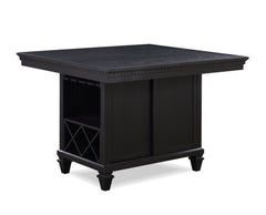 Elevate your dining experience with this elegant counter-height dining group, designed for both style and functionality. The sophisticated table features a rich, dark finish with intricate detailing along the edges, creating a refined and timeless appeal.