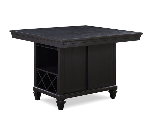 Elevate your dining experience with this elegant counter-height dining group, designed for both style and functionality. The sophisticated table features a rich, dark finish with intricate detailing along the edges, creating a refined and timeless appeal.