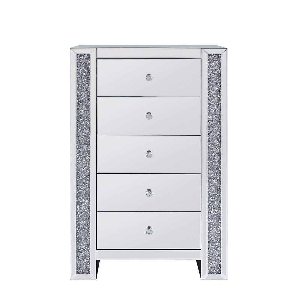The Noralie Console Table will give any room a touch of glamour. This contemporary table is fully mirrored with a stunning mirror top and a faux diamond inlay on each leg of its sled base. Use this unique piece as the perfect accent for any room Decor. Fi