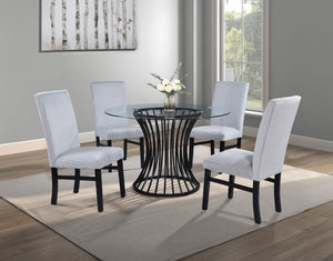  featuring a sculptural black metal base that adds an artistic flair and a se