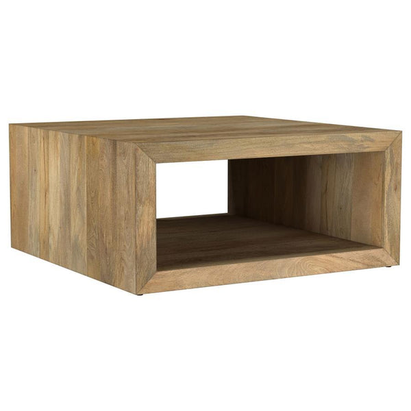 Crafted from solid mango wood, this finely proportioned coffee table invites a timeless, natural charm into your living room. Its 39-inch by 39-inch square profile suits any seating area, while its natural brown finish enhances warmth. This accent coffee 