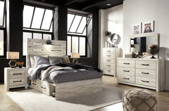 Cambeck - 7 Pc. - Dresser, Mirror, Full Panel Bed with 4 Storage Drawers - Whitewash
