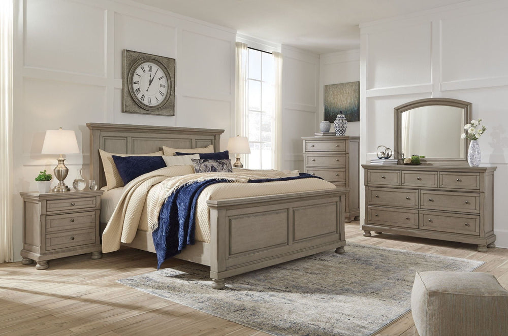 Satisfying your taste for tradition, this queen panel bed sports serene sophistication. Forever classic design detailsâ€”inlaid panels and bun feetâ€”are so easy to love. Burnished light gray finish elevates the look with modern sensibility, so you can sl