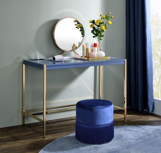 Midriaks - Writing Desk - Navy Blue & Gold Finish