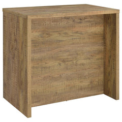 This home bar combines modern style with functionality, crafted from engineered wood and laminate veneer for a sleek, durable design. Perfect for entertaining, it features a wine bottle grid that holds up to 12 bottles, multiple open shelves for organizat