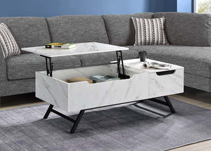 Never leave your couch again. Give your home a distinguished new look with this Throm faux marble lift-top coffee table. This coffee table offers a spacious surface that conveniently lifts for the ideal multipurpose workspace for you to work from home, su