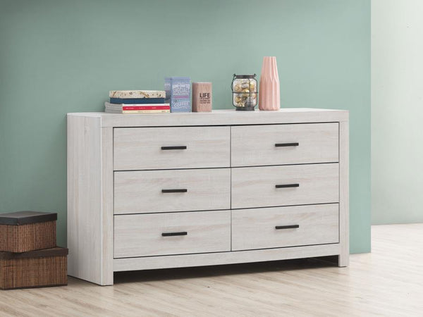  while six spacious drawers provide ample room for clothing and accessories. Crafted from engineered wood with a durabl
