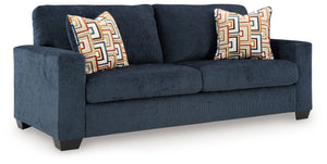 Looking to make a bold statement with color? Liven up your living room with this queen sofa sleeper. Its trend-right navy blue upholstery adds a playful pop of color to your decor. Bold and eclectic accent pillows complete the look. Pairing posh style wit