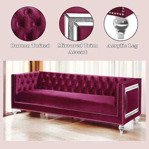 Heibero - Sofa - Burgundy Velvet - 31"