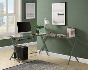Dazenus - Desk - Clear Glass & Silver Finish - 28"