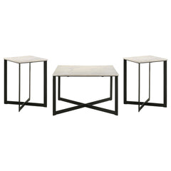 Tobin 3-piece Marble Top Coffee and End Table Set White