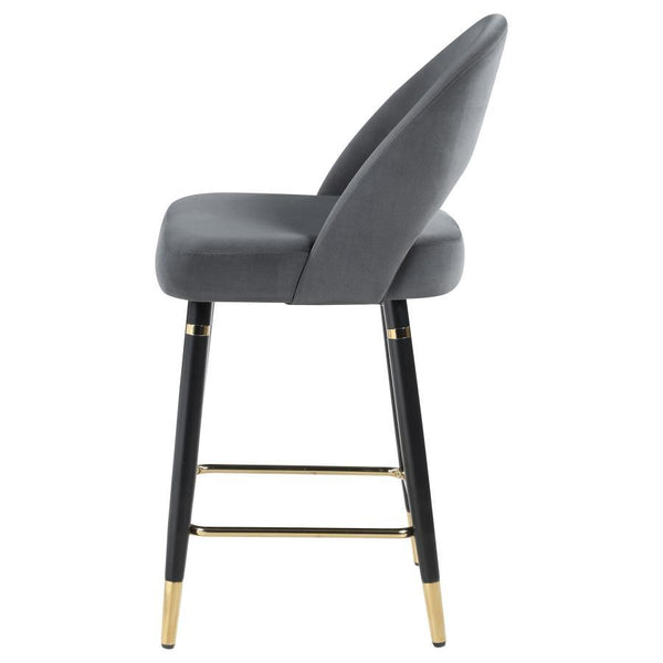 Lindsey - Velvet Upholstered Counter Chair (Set of 2) - Gray