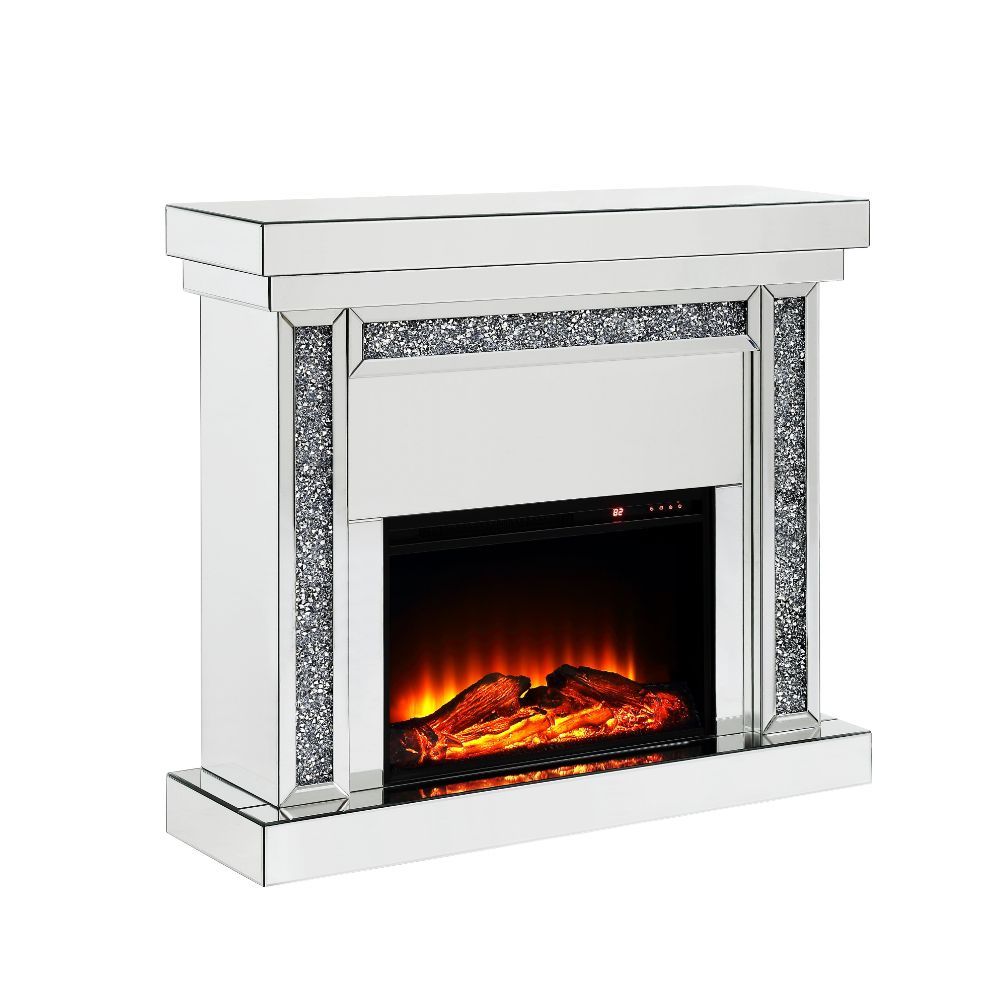 The Noralie Console Fireplace will add a contemporary touch to any room in your home. With its clean lines, this brilliant rectangular accent piece showcases a distinctive style for an intriguing look. The unique piece has fully mirrored base and top and 