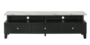  designed to be the centerpiece of any contemporary living space. Featuring a sleek dark finish with an elegant faux marble top