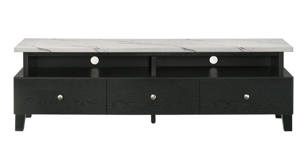  designed to be the centerpiece of any contemporary living space. Featuring a sleek dark finish with an elegant faux marble top