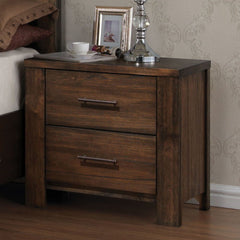 The Merrilee nightstand features 2 drawers with oak finish. All drawers have English dovetail, center metal glides and antique brass metal hardware. Offers you plentiful storage with spacious drawers<br/><br/><b>Product Features</b><ul><li>Wooden Frame & 