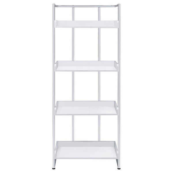 Ember - 4-Shelf Bookshelf White High - Gloss And Chrome