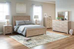 Senniberg - Light Brown / White - Queen Panel Bed