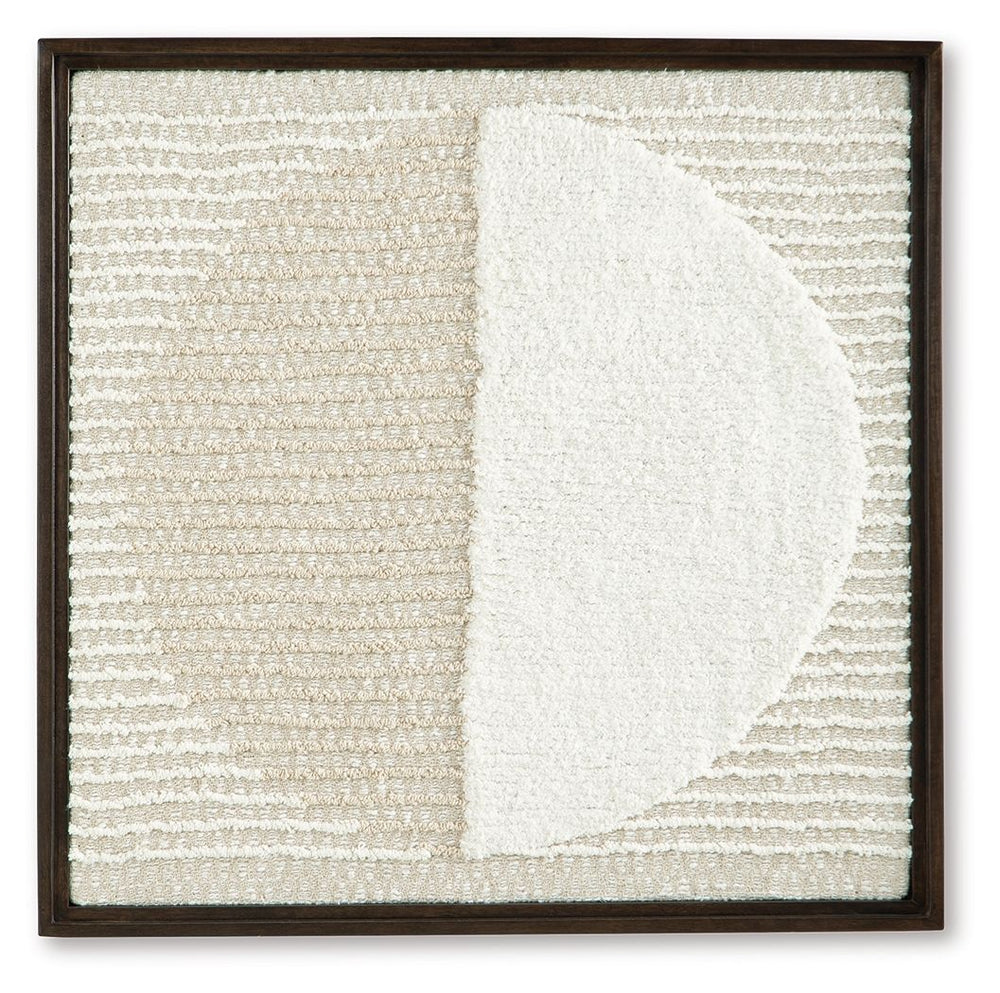 This wall decor is an inviting take on texture. Contrasting neutral hues add a chic flair to the woven geometric design. Stunning in its simplicity, this piece is a cozy addition to casual spaces.<br/><br/><b>Product Features</b><ul><li>Made with woven fa
