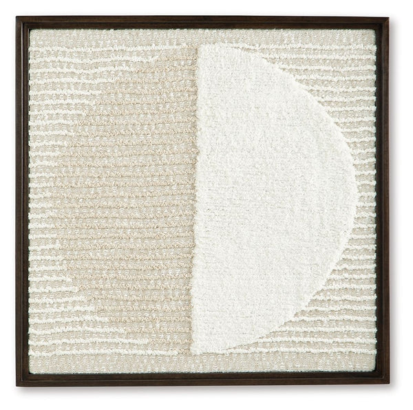This wall decor is an inviting take on texture. Contrasting neutral hues add a chic flair to the woven geometric design. Stunning in its simplicity, this piece is a cozy addition to casual spaces.<br/><br/><b>Product Features</b><ul><li>Made with woven fa