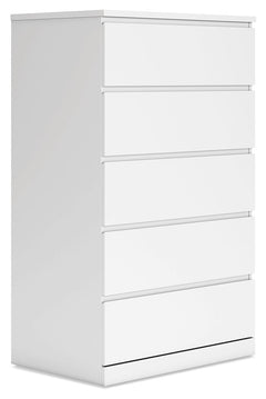 Create the modern bedroom of your dreams. This chest of drawers offers a minimal design with maximum style, combining ultra-clean lines and an easy-elegant solid white finish with a hardware-less aesthetic. Spacious drawers with ball-bearing glides make p