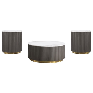 Jason 3-piece Round Marble Coffee and End Table Set White