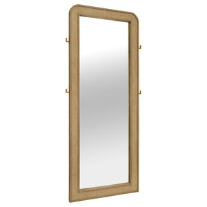 Elevate your bedroom or dressing area with this elegant full-length mirror, designed to bring both style and functionality to your space. The mirror features a sleek, rounded-edge frame finished in a sophisticated, textured material that adds a touch of w