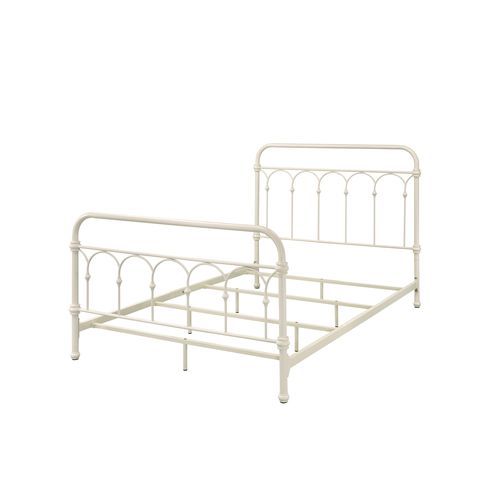 In a lovely vintage design, the Citron bed helps you create a French villa getaway in your bedroom. This classic metal bed frame offers versatility and stability. The curved headboard and footboard are accented with softly curved pipework to create a deli