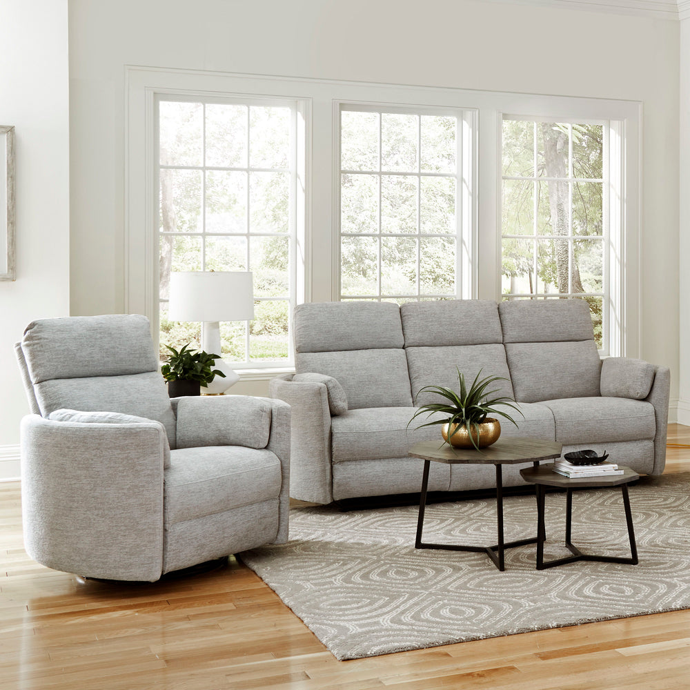 Perfect for relaxing at the end of a long day, this Power Sofa, Loveseat, and Glider-Recliner set features smooth power reclining for ultimate comfort.<br/><br/><b>Product Features</b><ul><li>Frame and wrapped in 100% polyester fabric</li><li>Curved arms<