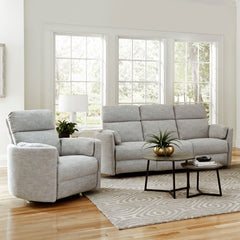 Perfect for relaxing at the end of a long day, this Power Sofa, Loveseat, and Glider-Recliner set features smooth power reclining for ultimate comfort.<br/><br/><b>Product Features</b><ul><li>Frame and wrapped in 100% polyester fabric</li><li>Curved arms<
