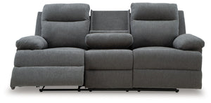 Side-Swipe - Charcoal - Reclining Sofa With Drop Down Table