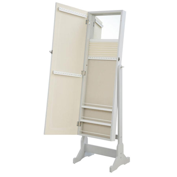 Yvonne - Cheval Mirror With Jewelry Storage - Dove Gray