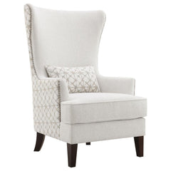 A haven for relaxation, this tasteful accent chair is also a source of inspired beauty, perfect for your semi-formal living area. Sit in supreme comfort on a chair with a frame built of various woods as artisan design elements include an ultra-high wing b