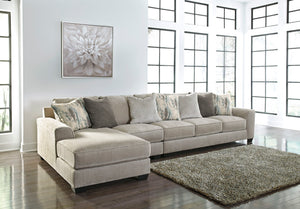 Plush and lovely, this large sectional delights with deep comfort. Itâ€™s casually styled with big, roomy seats and modern textured chenille upholstery. Youâ€™ll find comfort in its soft back and reversible seat cushions. Guests are sure to fight over who