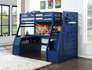 Jason II - Twin Bed - Navy Blue Finish