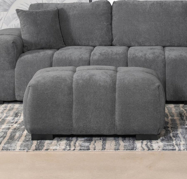  mid-century inspired ottoman. Its soft