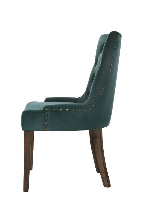 Farren - Side Chair (Set of 2) - Green Velvet & Espresso Finish