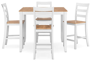 Gesthaven - Natural / White - Dining Room Counter Table Set (Set of 5)