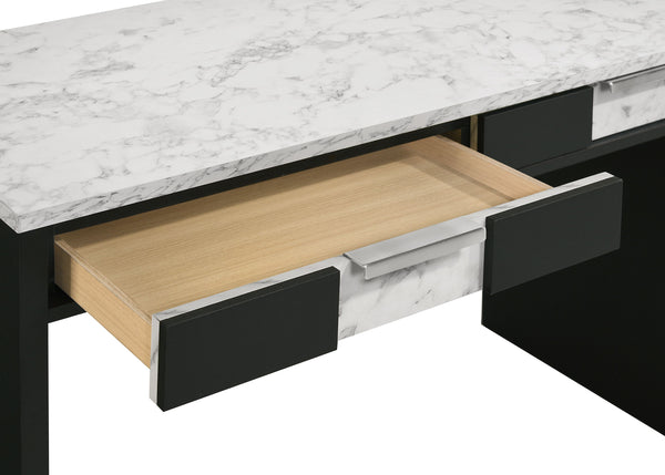  black base paired with a stunning marble-inspired surface
