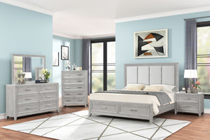  a collection that promises both style and functionality for your sanctuary. This suite features a storage bed with a plush upholstered headboard