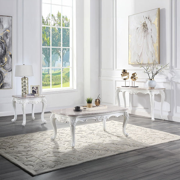Ciddrenar - Coffee Table - Marble Top & White Finish