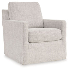 This swivel glider accent chair makes everyday lounging refreshingly low-maintenance. Handle spills with ease thanks to washable performance fabric. This chair delivers form and function all in one, keeping messes manageable so you donâ€™t have to.<br><br