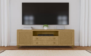  this TV stand integrates Asian hardwood