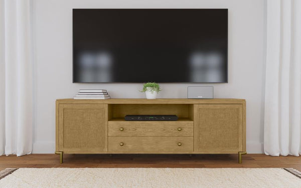  this TV stand integrates Asian hardwood